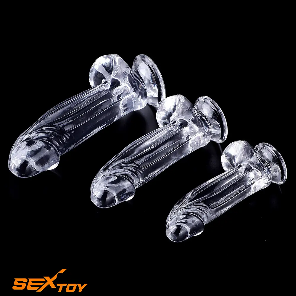 6.3in 7.28in 8.66in Realistic Clear Women Big Dildo With Suction Cup Male Sex Toy