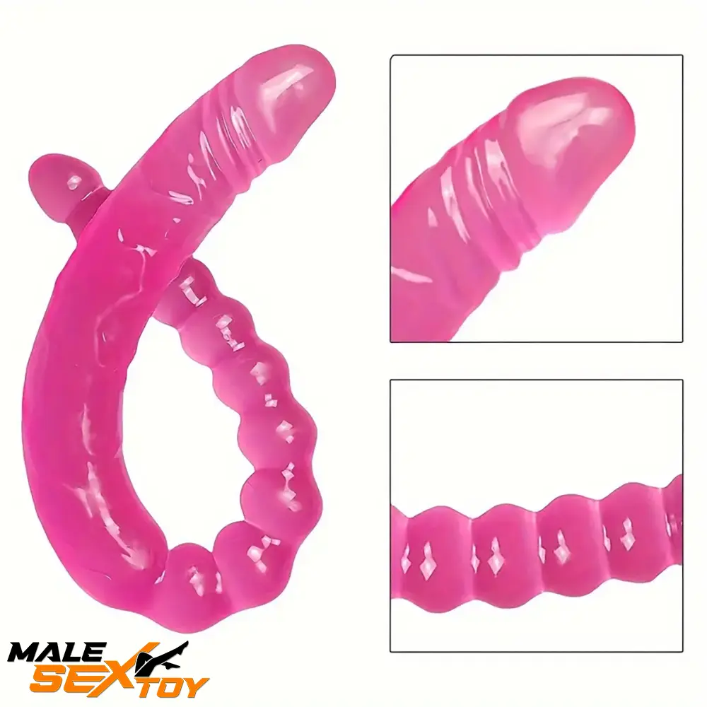 17.72in Extra Long Double Heads Crystal Pink Simulation Anal Dildo Male Sex Toy
