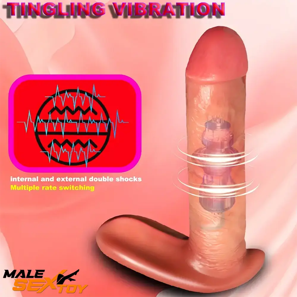 6.3in Silicone Heating Thrusting Vibrating Automatic Wearable Dildo Male Sex Toy