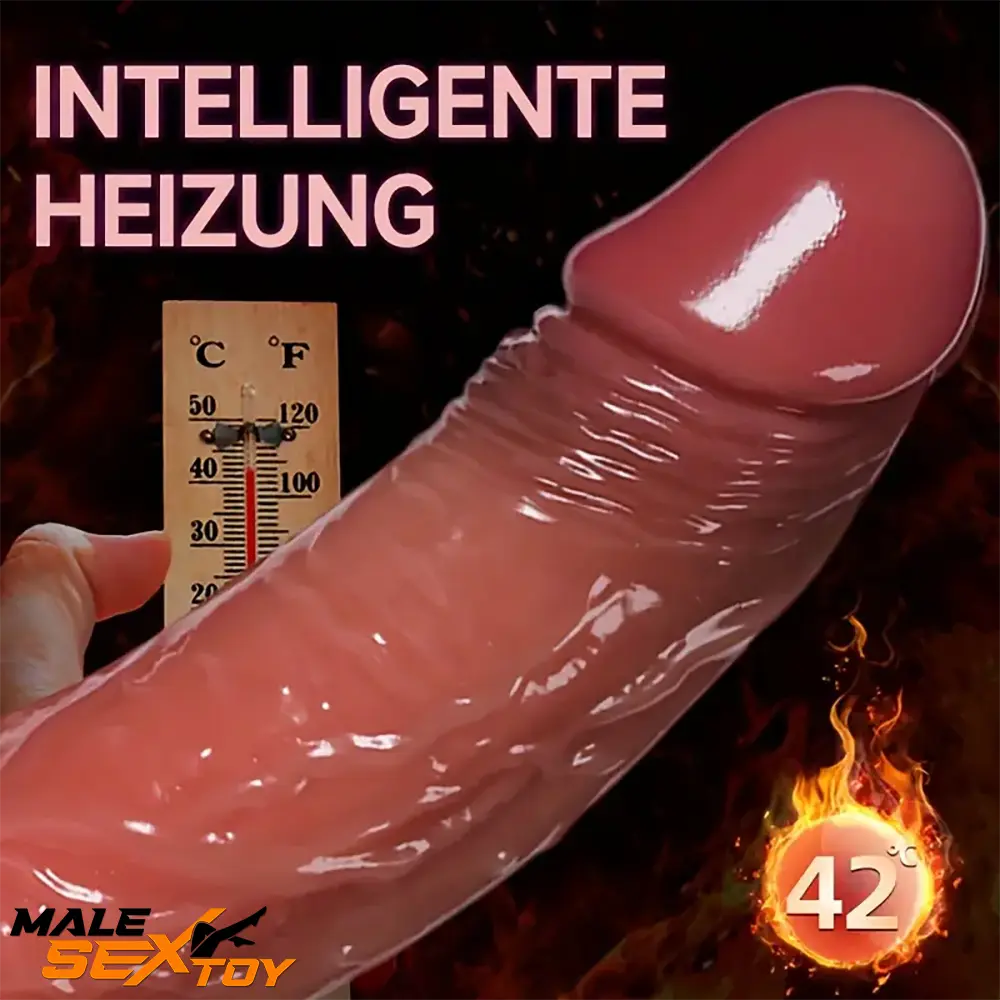 8.66in Silicone 4in1 Heating Thrusting Vibrating Rotation Electric Dildo Male Sex Toy