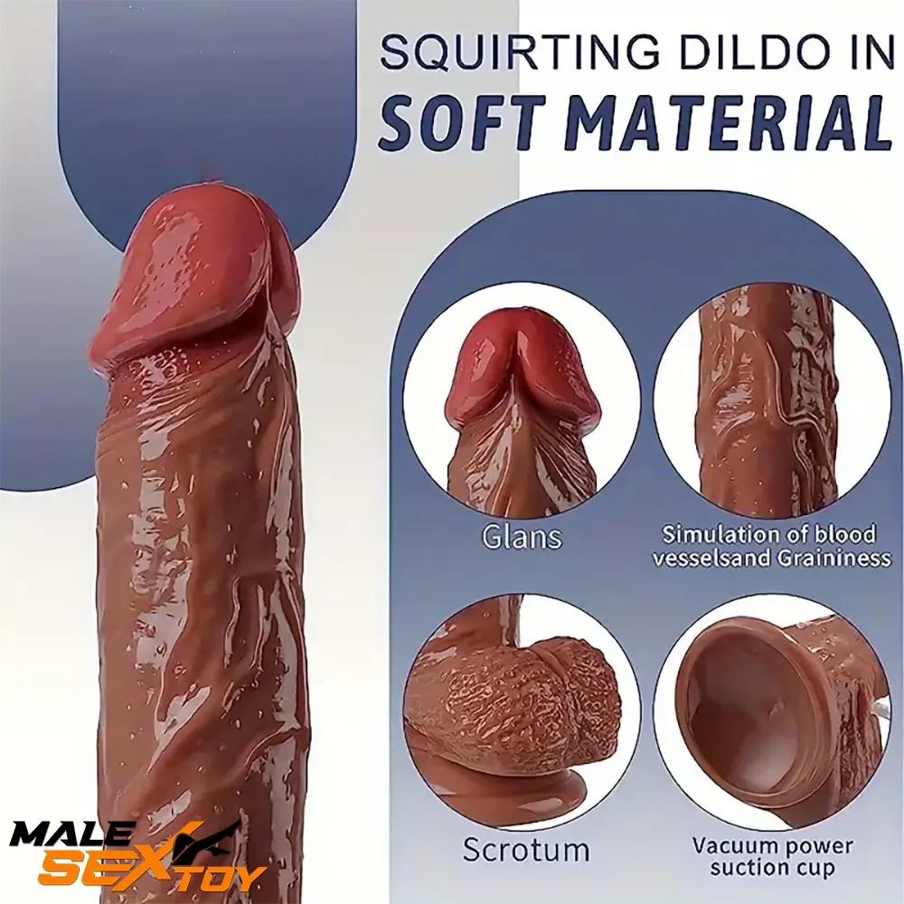 8.46in Soft Real Silicone Large Squirting Veins Dildo With Curved Shaft Male Sex Toy