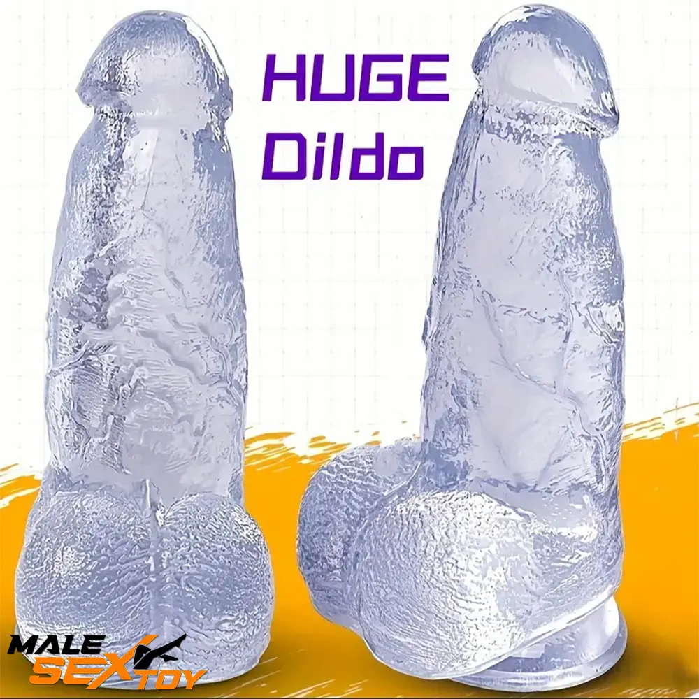 9.25in Realistic Clear Rubber Dildo With Small Conical Head Adult Love Male Sex Toy
