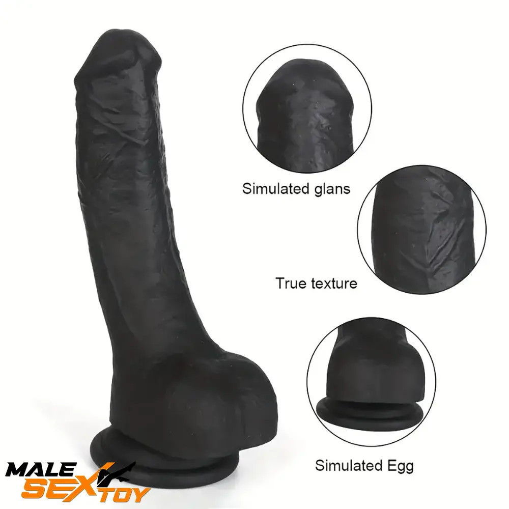 7.28in 8.27in 10.04in Soft Real Ebony Big Looking Silicone Prostate Dildo Male Sex Toy