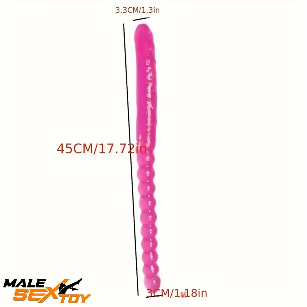 17.72in Extra Long Double Heads Crystal Pink Simulation Anal Dildo Male Sex Toy