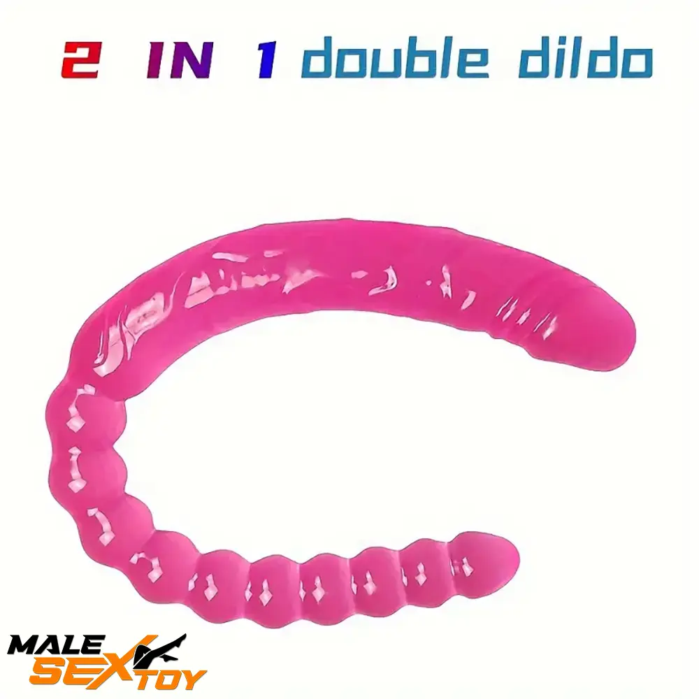 17.72in Extra Long Double Heads Crystal Pink Simulation Anal Dildo Male Sex Toy