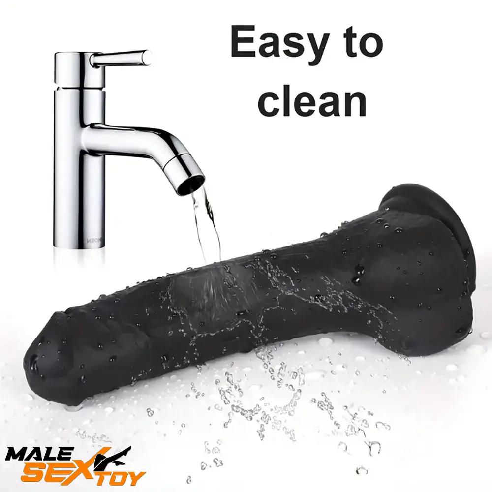 7.28in 8.27in 10.04in Soft Real Ebony Big Looking Silicone Prostate Dildo Male Sex Toy