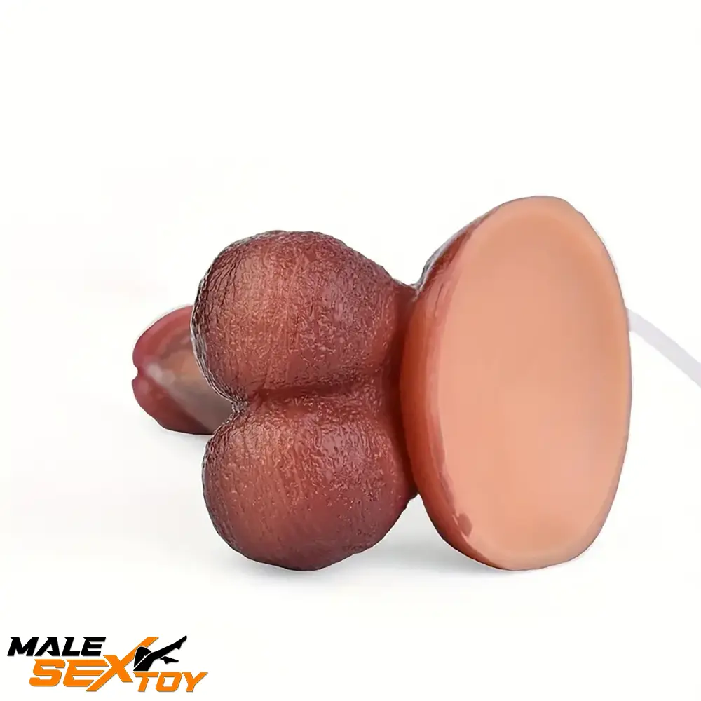 5.9in Soft Real Skin Silicone Prostate Squirting Dildo With Big Testicles Male Sex Toy