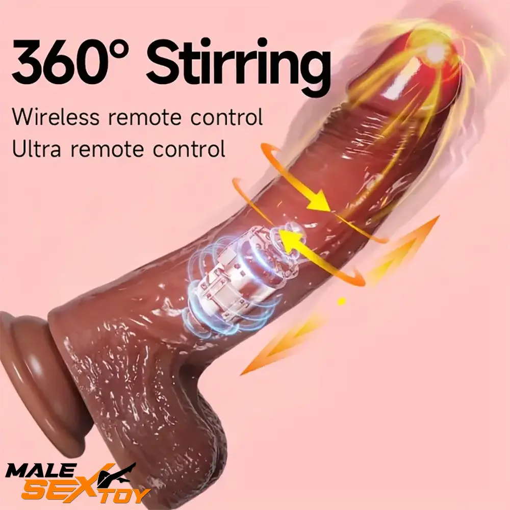 8.66in Silicone 4in1 Heating Thrusting Vibrating Rotation Electric Dildo Male Sex Toy