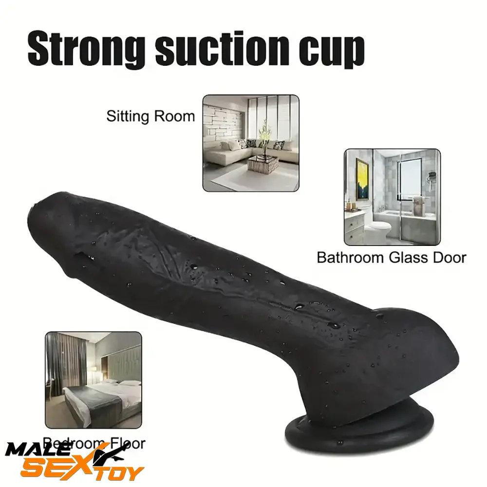 7.28in 8.27in 10.04in Soft Real Ebony Big Looking Silicone Prostate Dildo Male Sex Toy