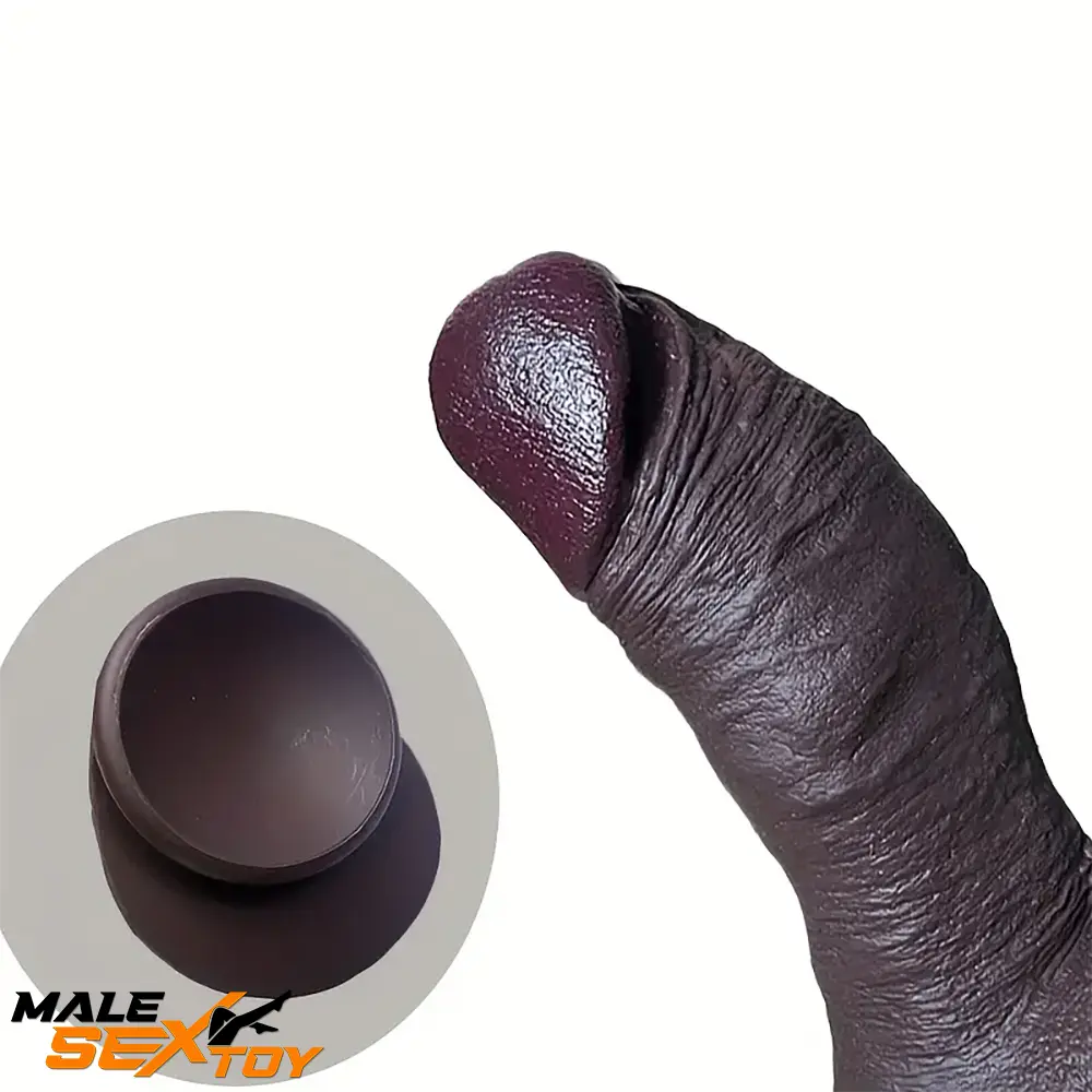 9.44in Lifelike Ebony Fat Silicone Large Soft Skin Dildo With Suction Cup Male Sex Toy