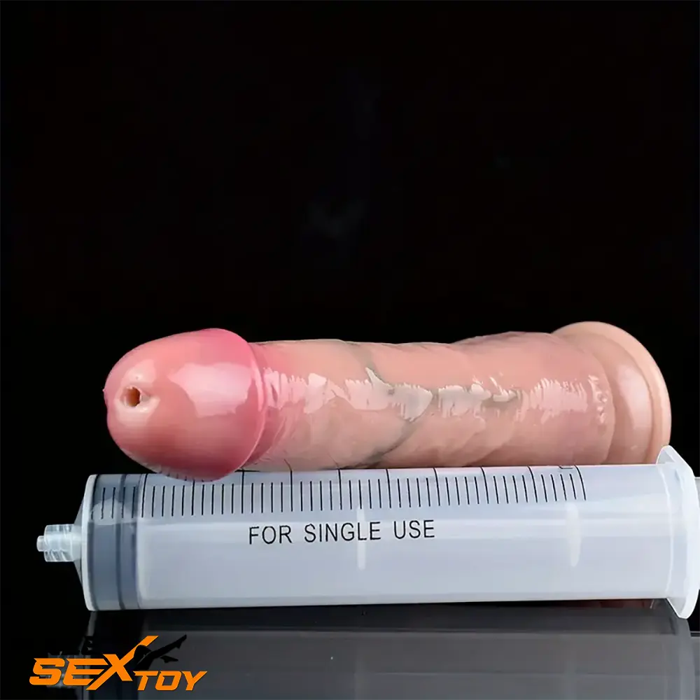 7.28in Soft Real Skin Silicone G Spot Squirting Strapon Dildo For Prostate Male Sex Toy
