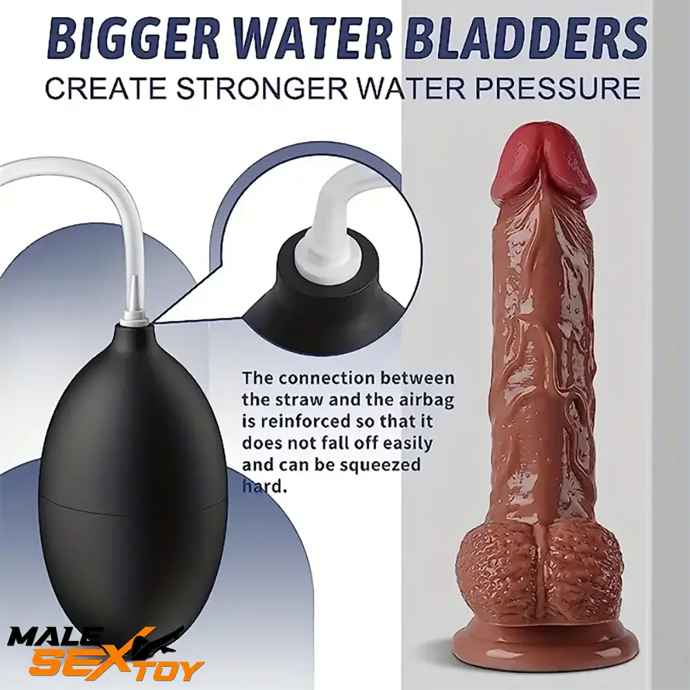 8.46in Soft Real Silicone Large Squirting Veins Dildo With Curved Shaft Male Sex Toy