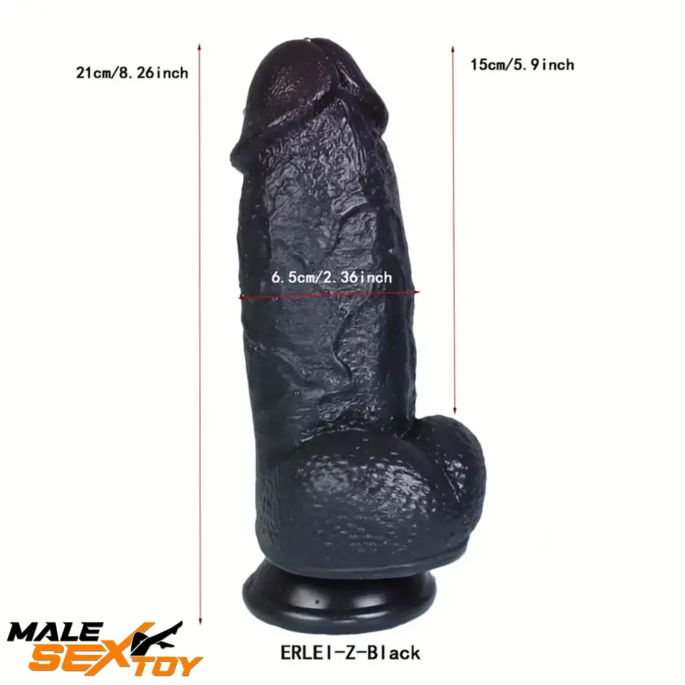 8.26in Realistic Silicone Ebony Big Dildo For Anus Clit Hand-Free Love Male Sex Toy