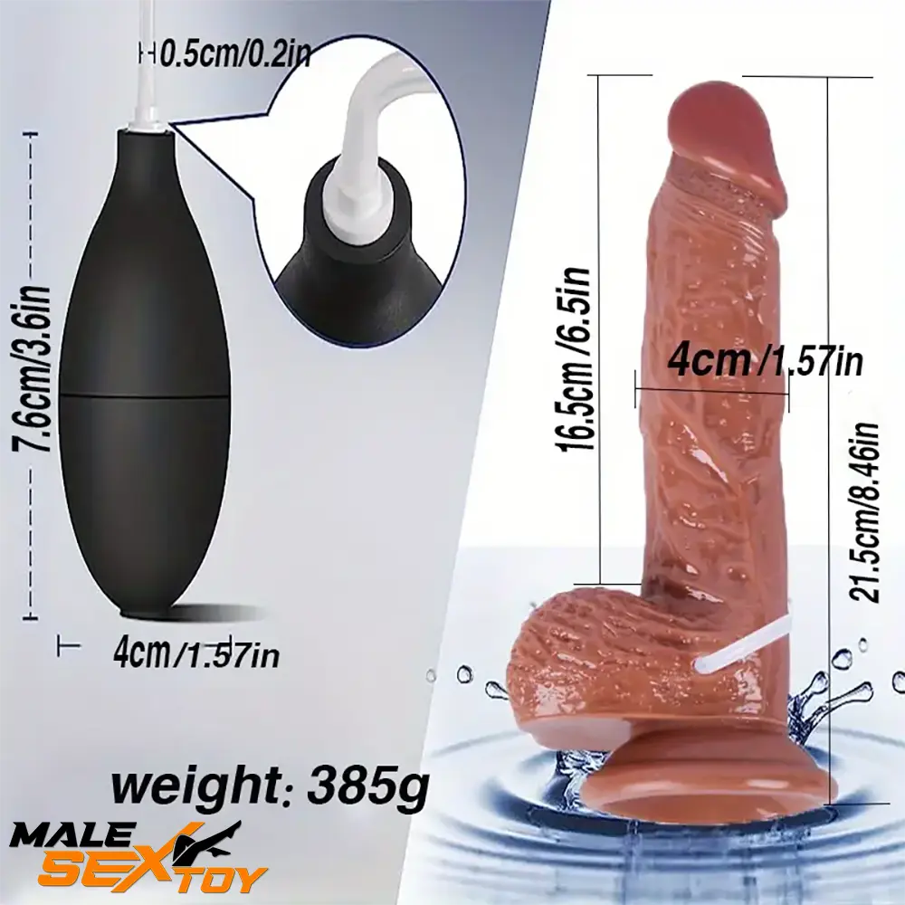 8.46in Soft Real Silicone Large Squirting Veins Dildo With Curved Shaft Male Sex Toy