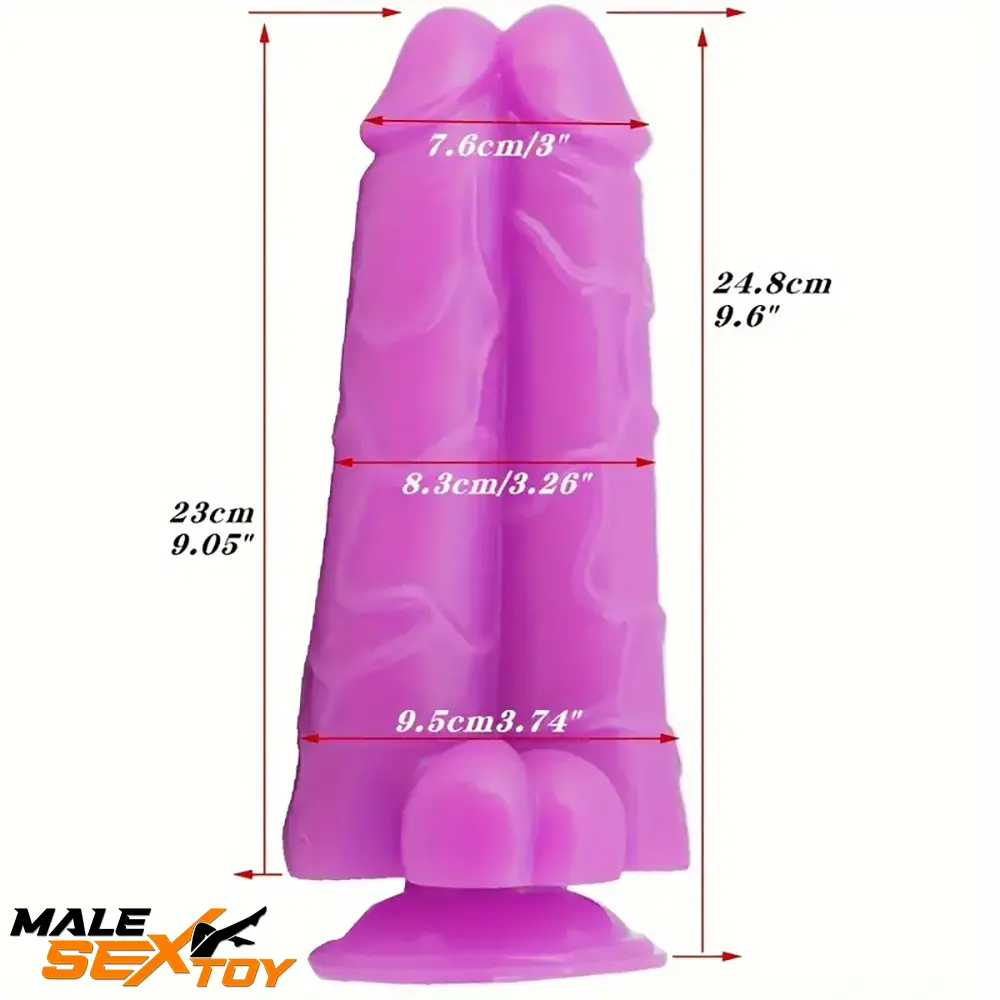 9.6in Realistic Penis Double Penetration Big Dildo With Ribbed Man Testis Male Sex Toy