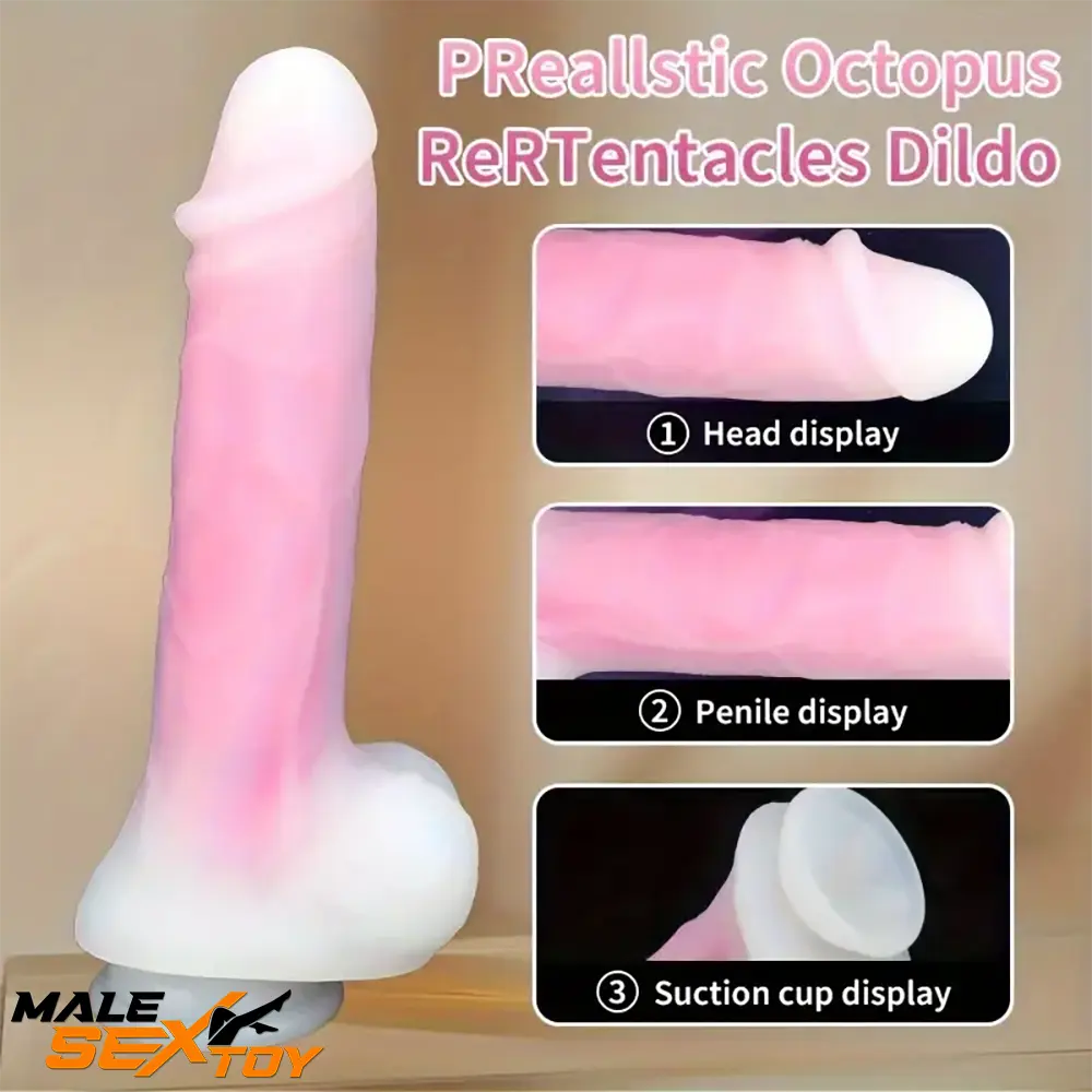 9.25in Big Silicone Soft Vibrating Heating Remote Pink White Dildo Male Sex Toy