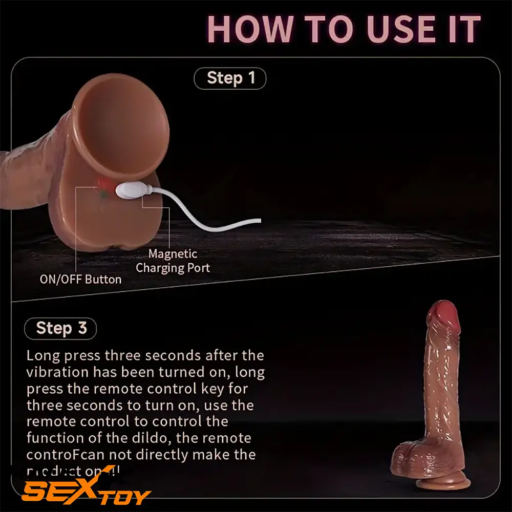 8.66in Silicone 4in1 Heating Thrusting Vibrating Rotation Electric Dildo Male Sex Toy