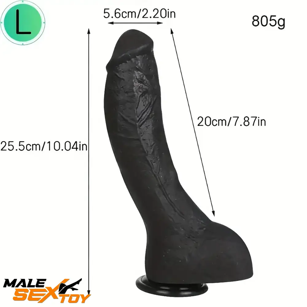 7.28in 8.27in 10.04in Soft Real Ebony Big Looking Silicone Prostate Dildo Male Sex Toy