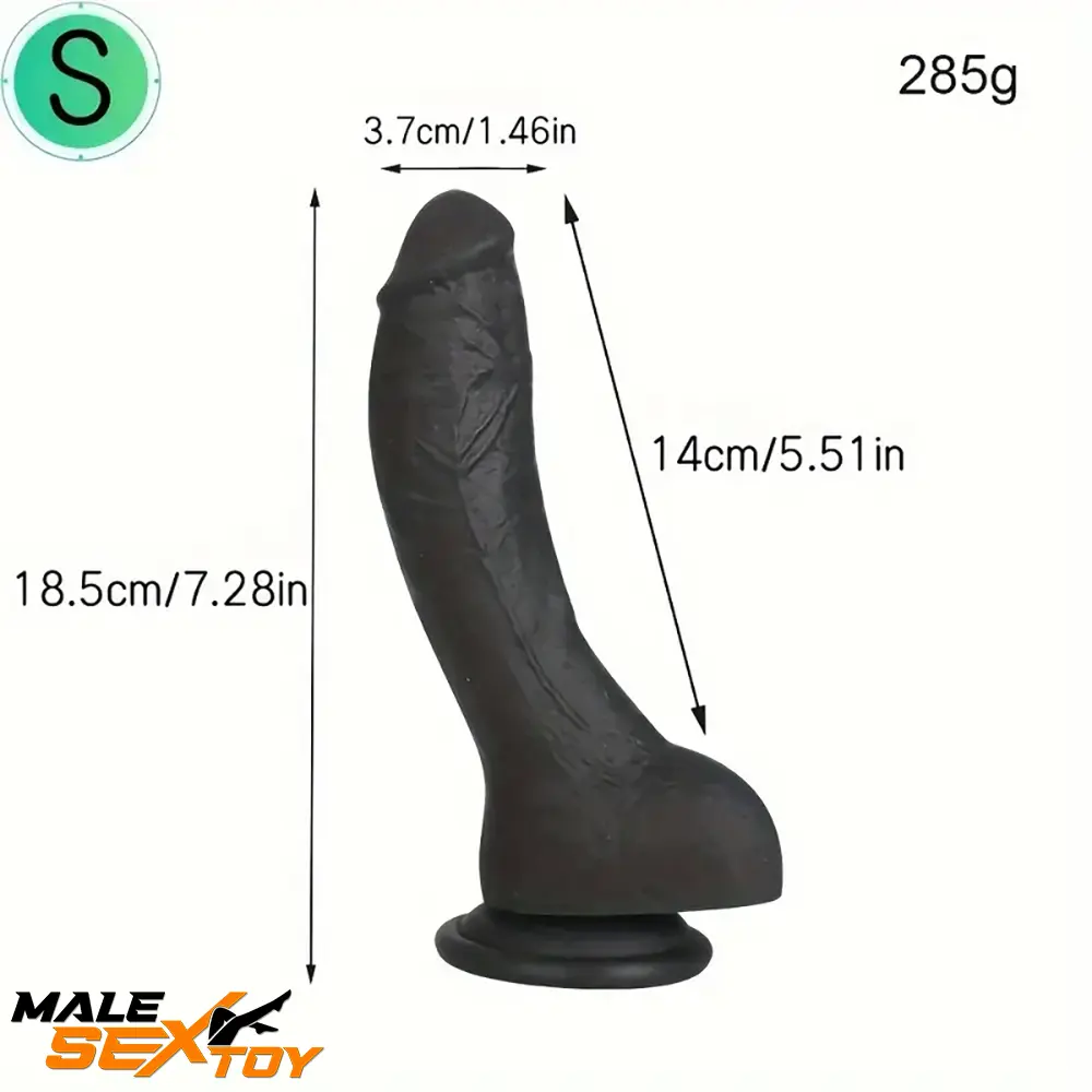 7.28in 8.27in 10.04in Soft Real Ebony Big Looking Silicone Prostate Dildo Male Sex Toy