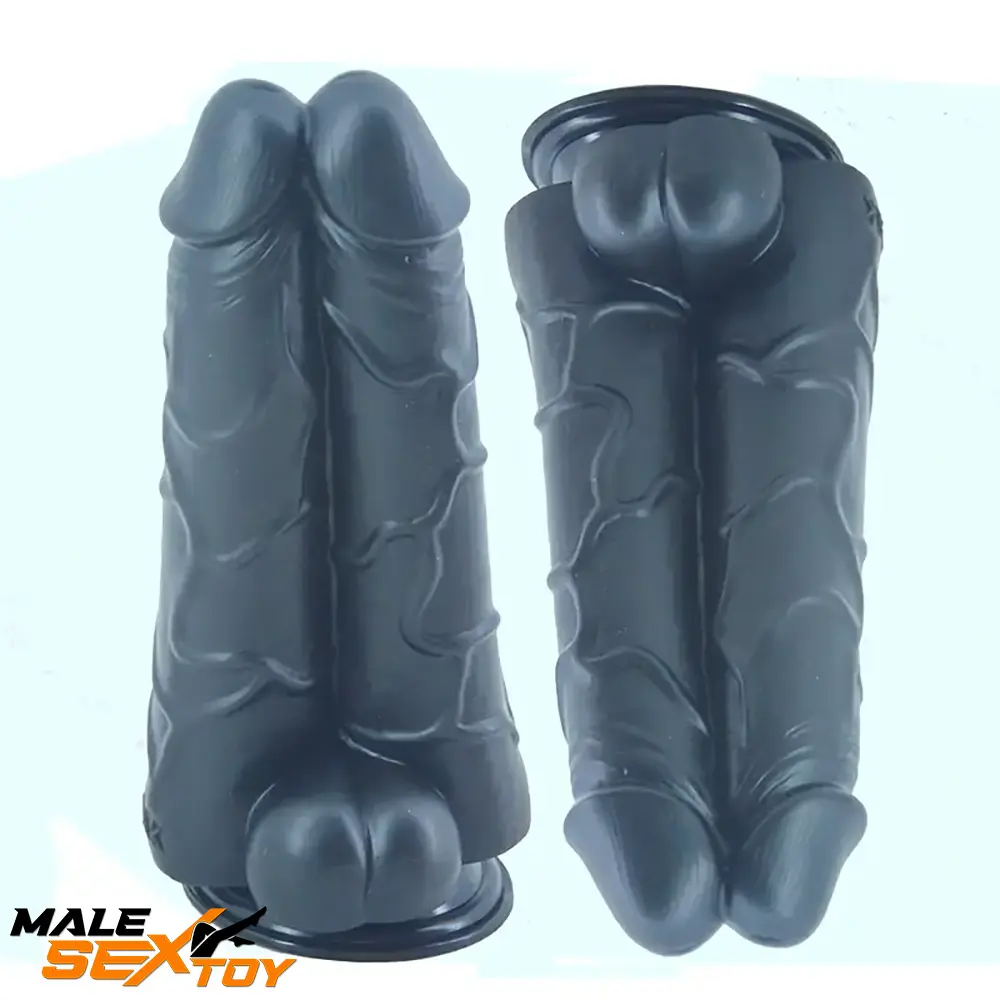 9.6in Realistic Penis Double Penetration Big Dildo With Ribbed Man Testis Male Sex Toy