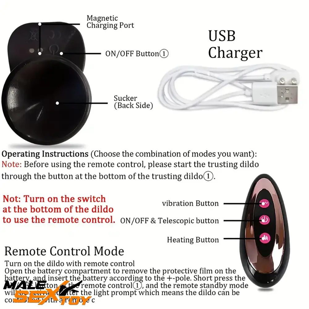 8.6in Soft Big Silicone Thrusting Vibrating Heating Electric Ebony Dildo Male Sex Toy