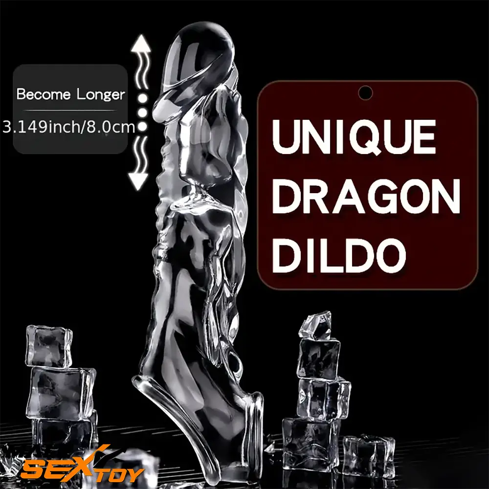 8.6in Vibrating Dildo Sleeve Silicone Soft Cock Enlargement Love Male Sex Toy