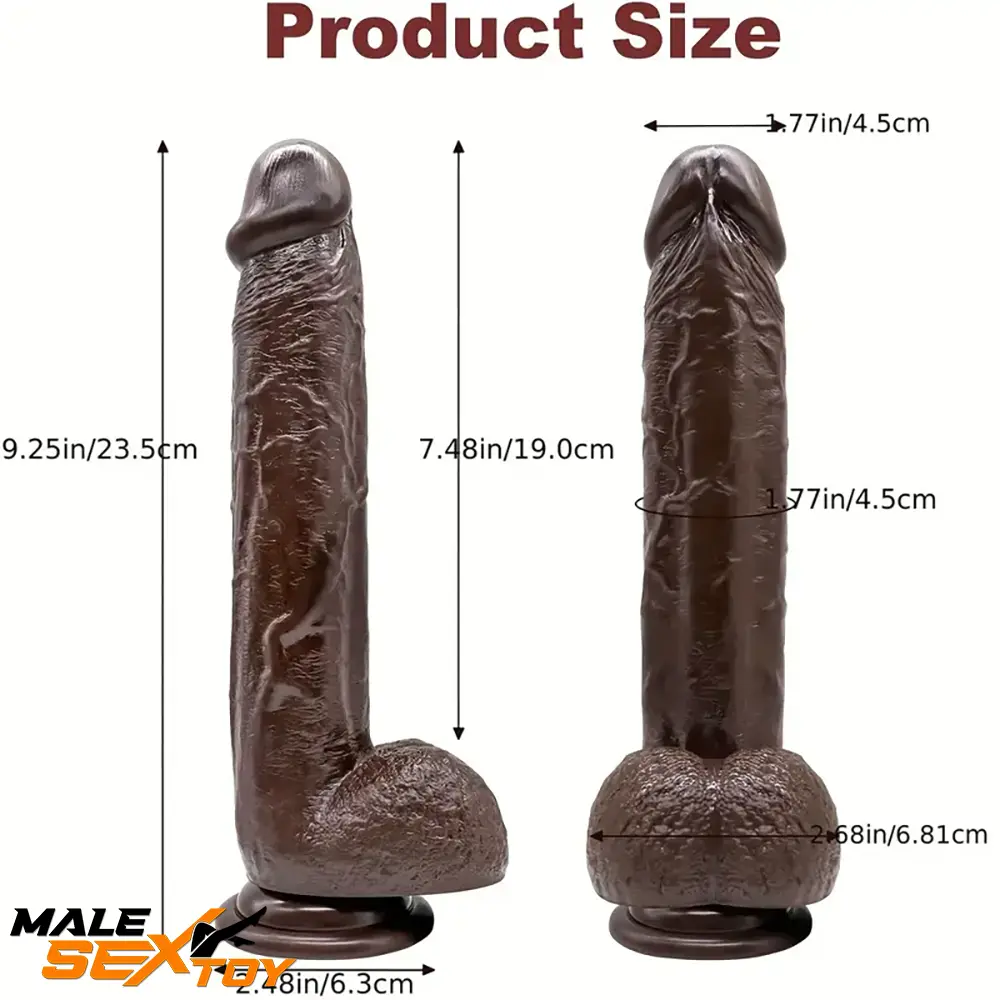 9.25in Soft Big Silicone Ebony Real Dildo For Women Prostate Stimulator Male Sex Toy