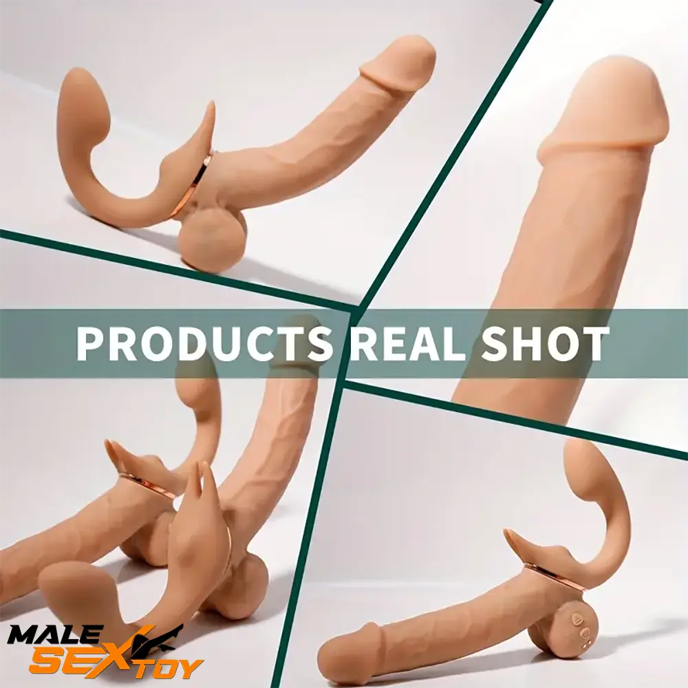 12.99in Dual Heads Silicone Soft Vibrating Thrusting Automatic Dildo Male Sex Toy