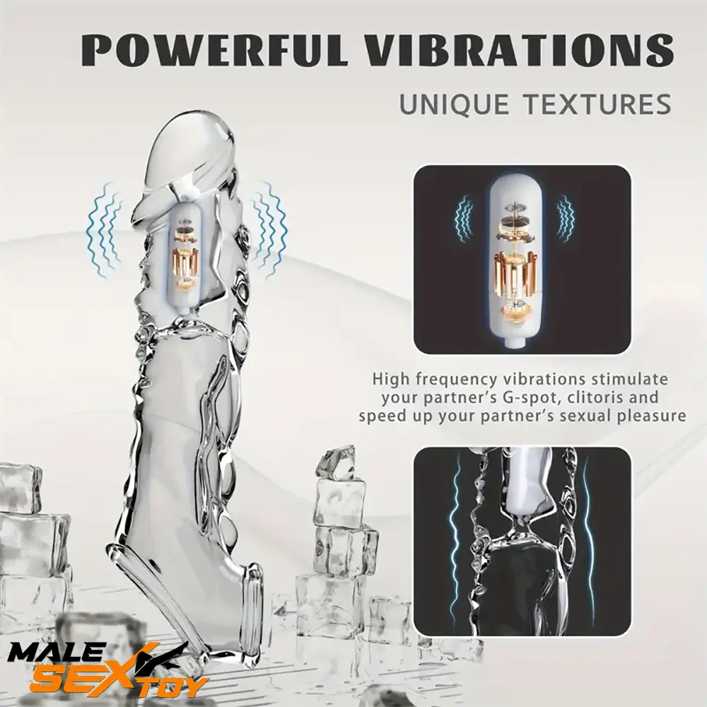 8.6in Vibrating Dildo Sleeve Silicone Soft Cock Enlargement Love Male Sex Toy