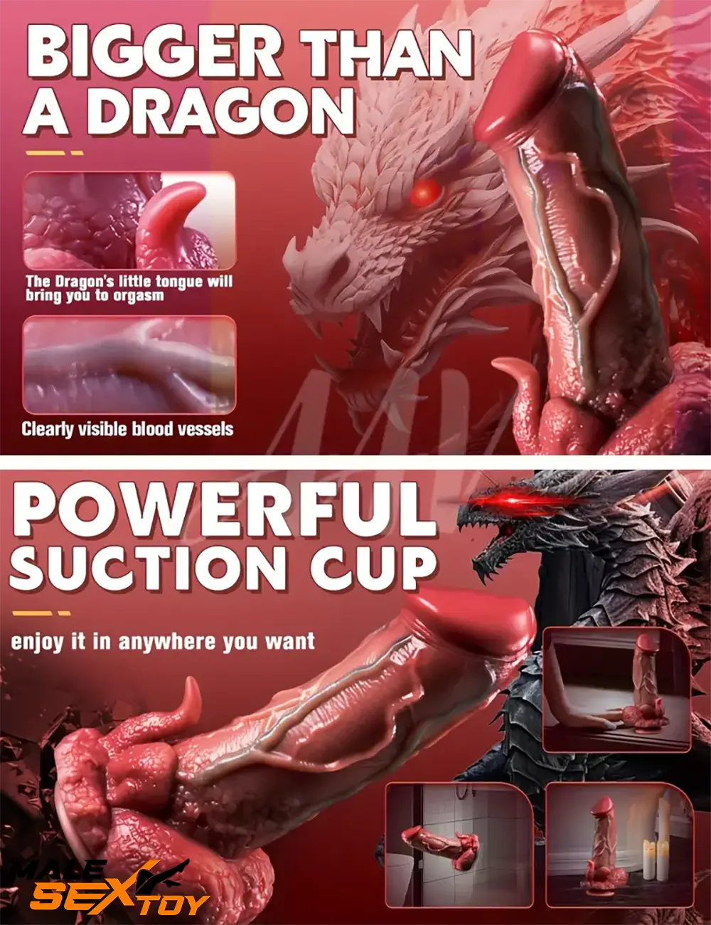 9.05in Dragon Vibrating Thrusting Big Silicone Soft Real Auto Dildo Male Sex Toy