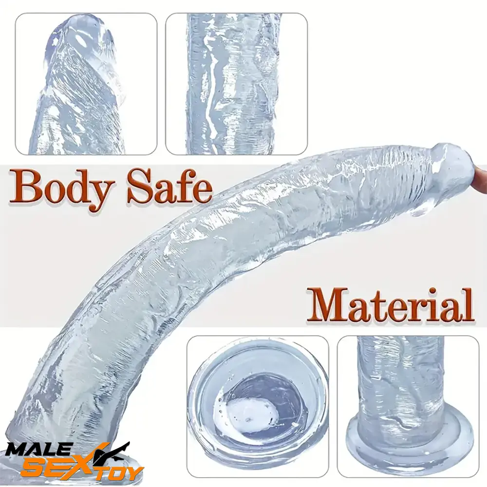 13.4in Lifelike Large Long Jelly Adult Dildo With Balls-Free Small Glans Male Sex Toy