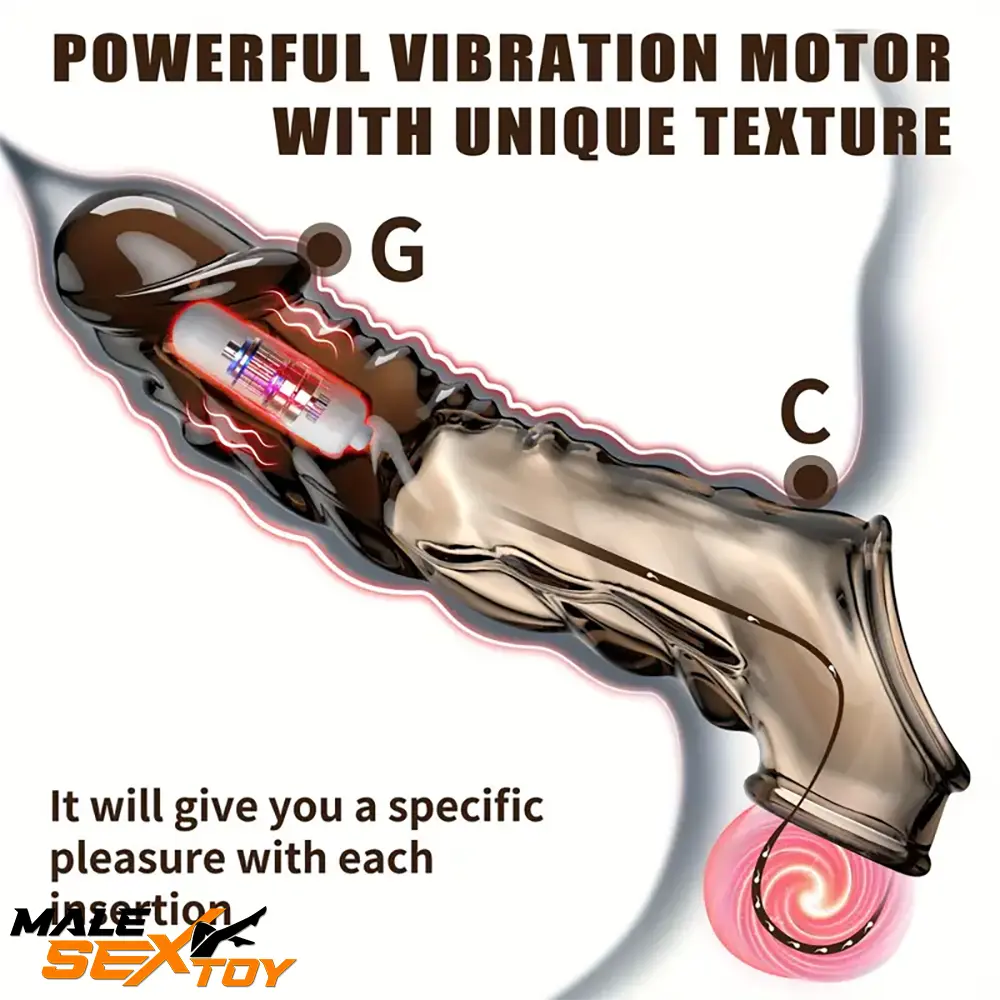 8.6in Vibrating Dildo Sleeve Silicone Soft Cock Enlargement Love Male Sex Toy