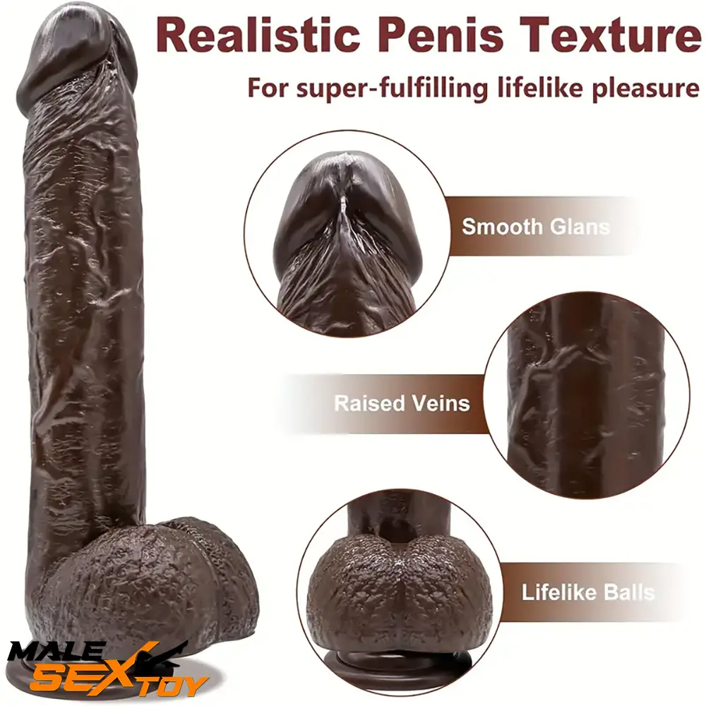 9.25in Soft Big Silicone Ebony Real Dildo For Women Prostate Stimulator Male Sex Toy
