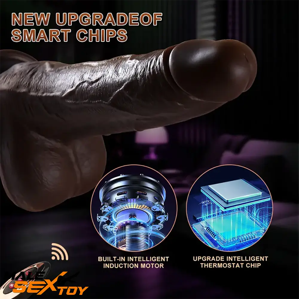 8.7in Soft Big Silicone Thrusting Rotating Heating Remote Auto Dildo Male Sex Toy