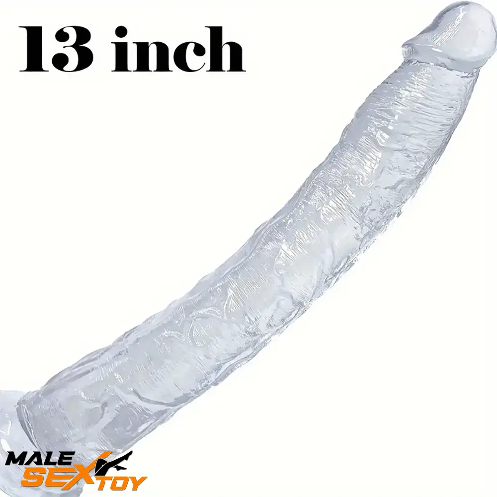 13.4in Lifelike Large Long Jelly Adult Dildo With Balls-Free Small Glans Male Sex Toy
