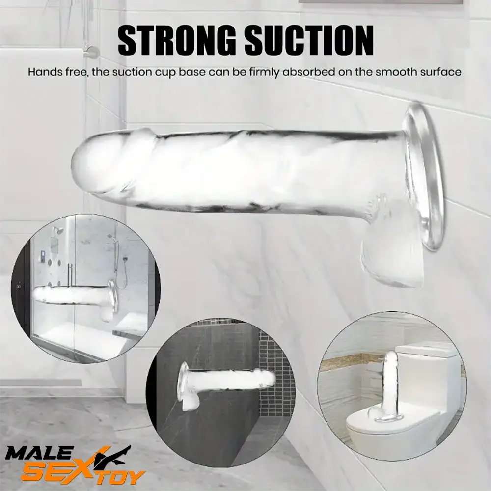 7.3in Clear Real Skin Like Dildo For Female Male Love Pleasure Toy Male Sex Toy