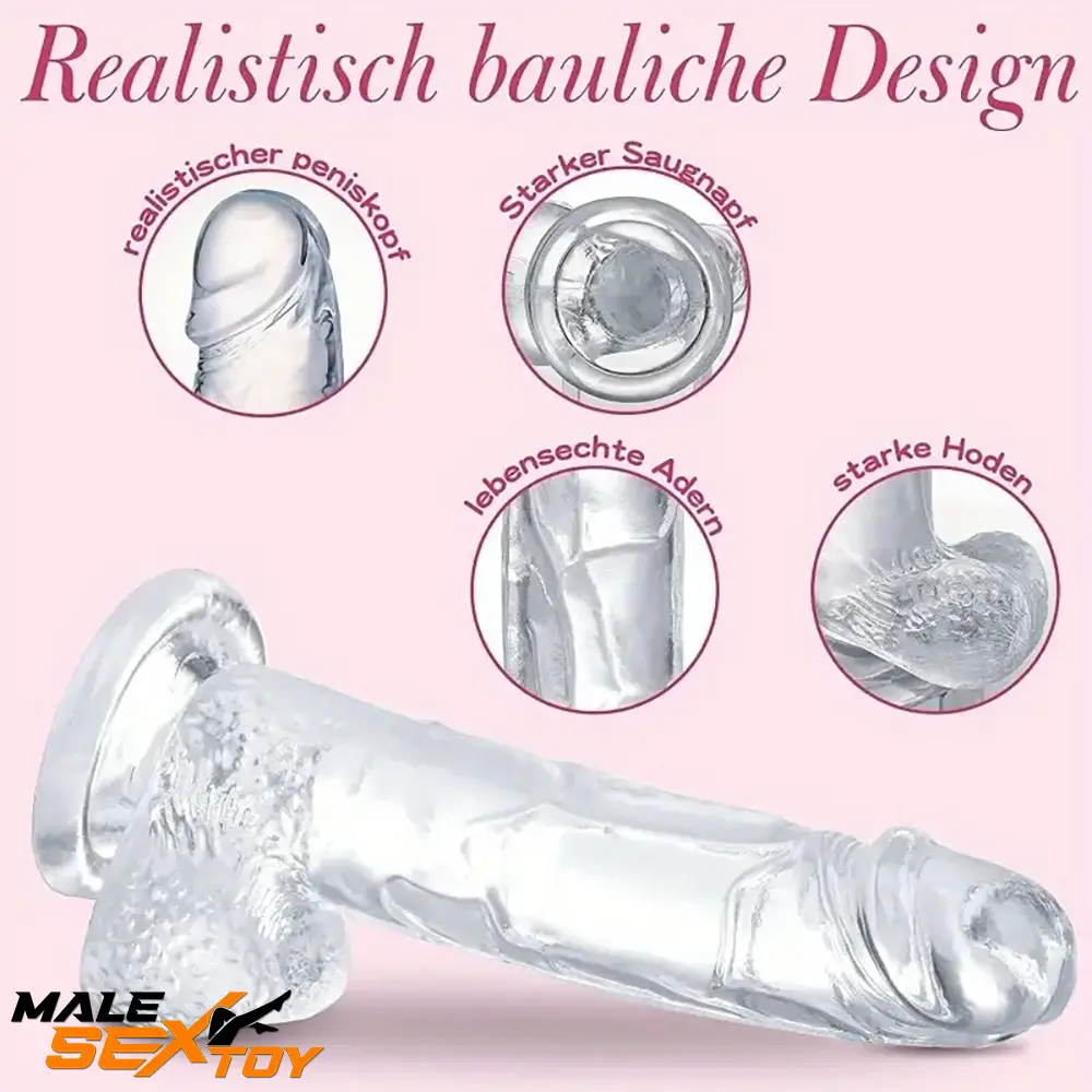 7.3in Clear Real Skin Like Dildo For Female Male Love Pleasure Toy Male Sex Toy