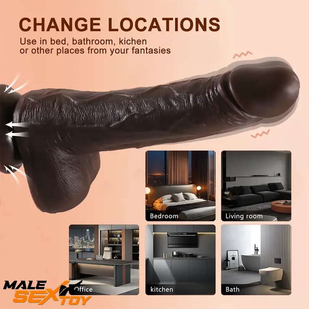 8.7in Soft Big Silicone Thrusting Rotating Heating Remote Auto Dildo Male Sex Toy