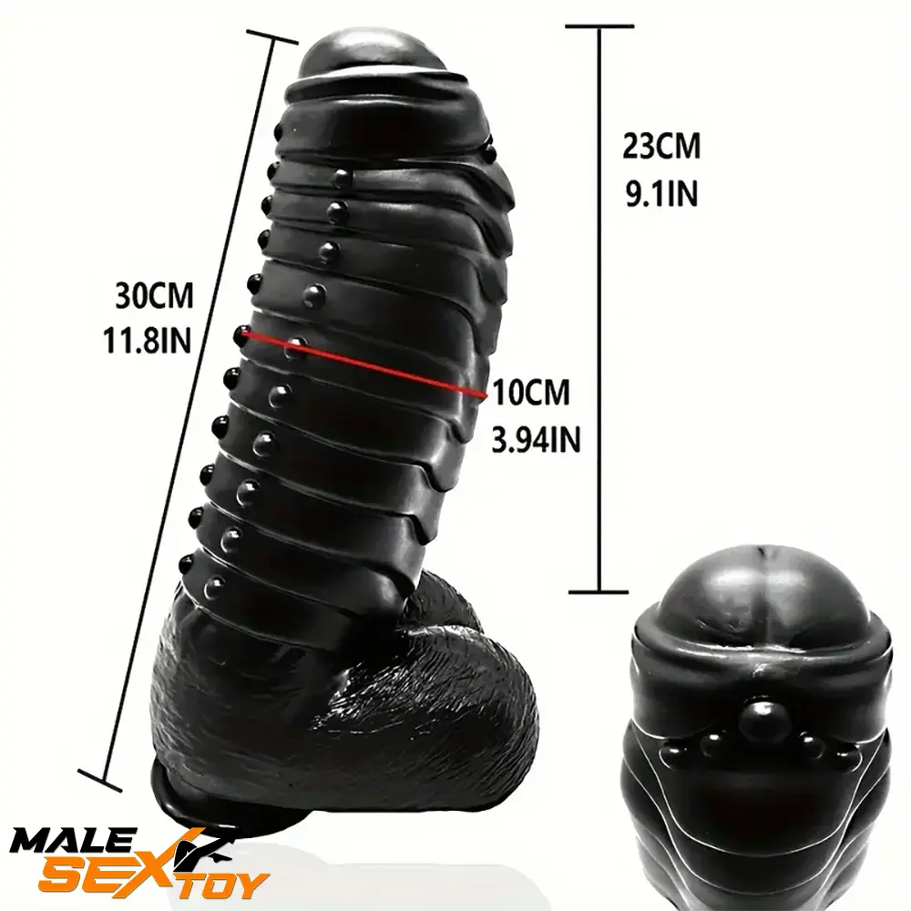 11.8in Realistic Big Black Uncut Spiked Thick Dildo For Female Sex Male Sex Toy