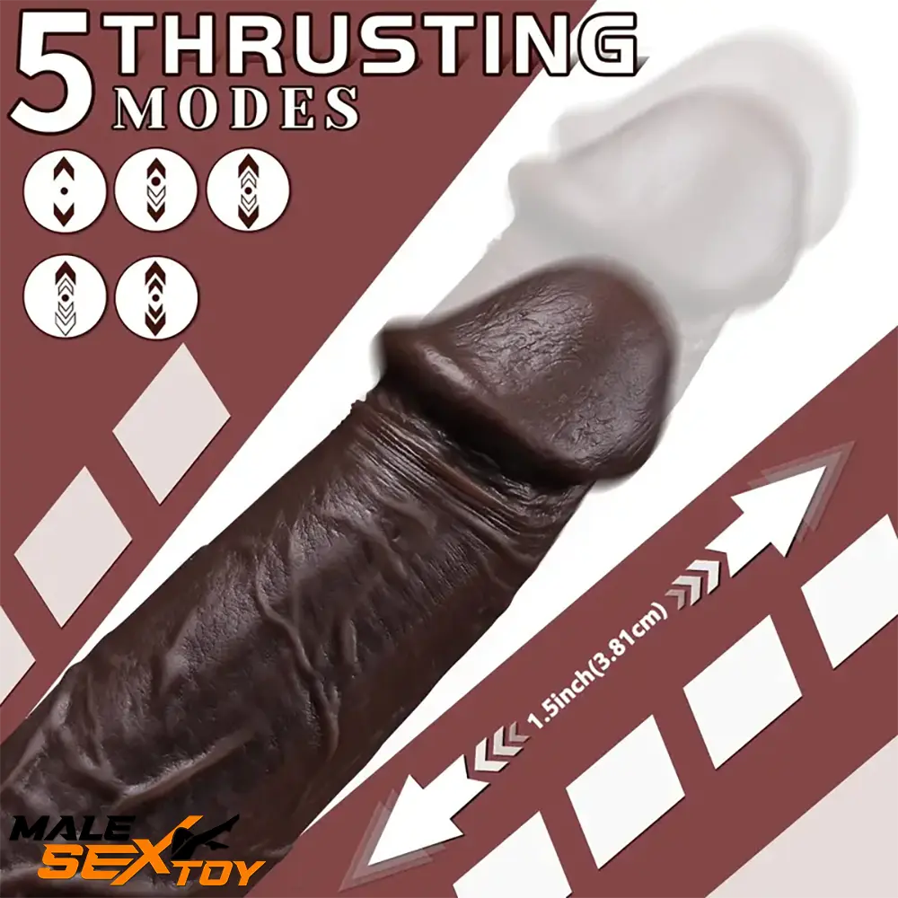 8.6in Soft Big Silicone Thrusting Vibrating Heating Electric Ebony Dildo Male Sex Toy