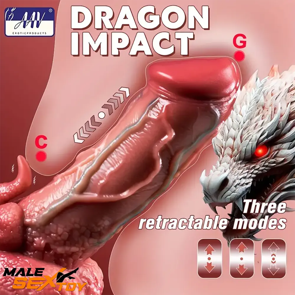 9.05in Dragon Vibrating Thrusting Big Silicone Soft Real Auto Dildo Male Sex Toy