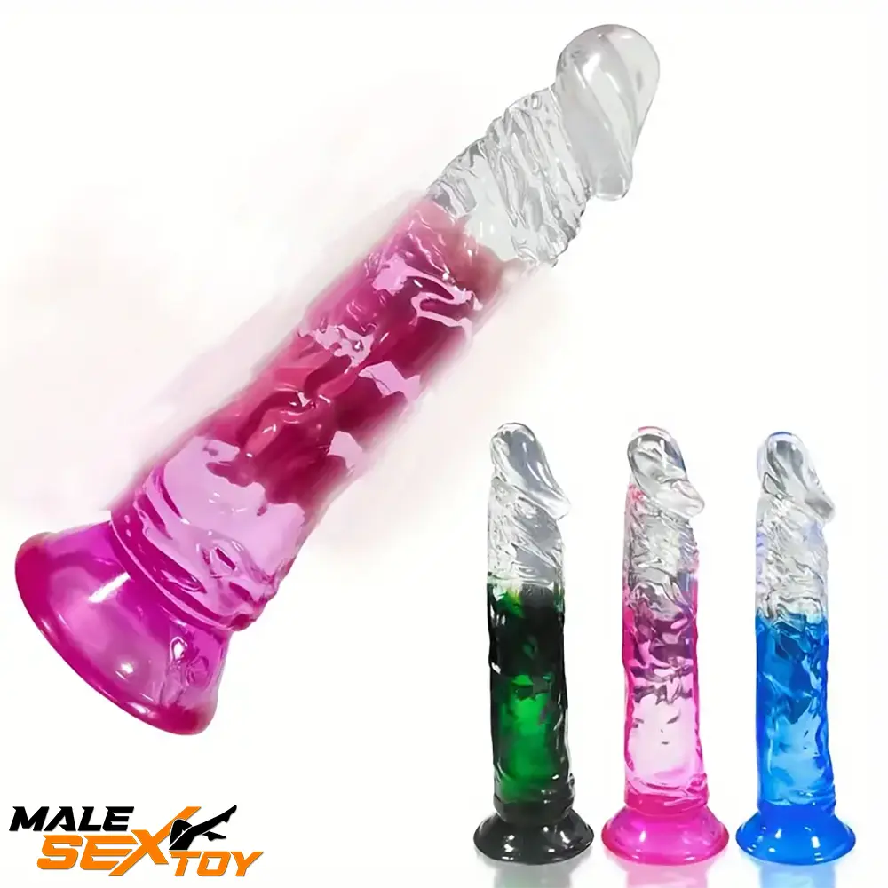 7.28in Soft Silicone Clear Real Dildo For G-Spot Clitoris Prostate Toy Male Sex Toy