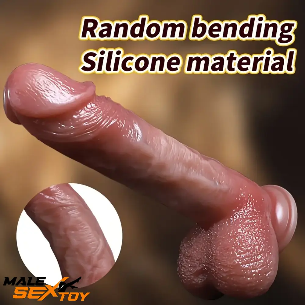 8.46in Vibrating Heating Silicone Uncut Big Real Dildo With Sliding Skin Male Sex Toy