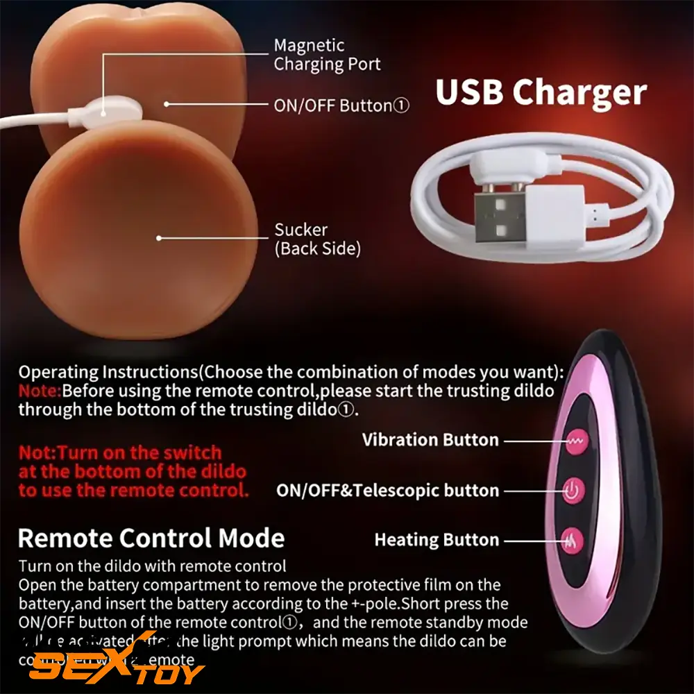 8.66in 4in1 Automatic Silicone Vibrating Thrusting Hot Strap on Dildo Male Sex Toy