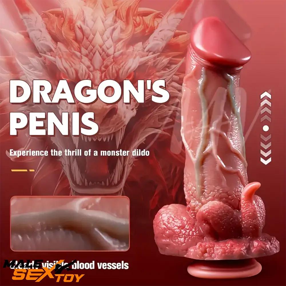 9.05in Dragon Vibrating Thrusting Big Silicone Soft Real Auto Dildo Male Sex Toy