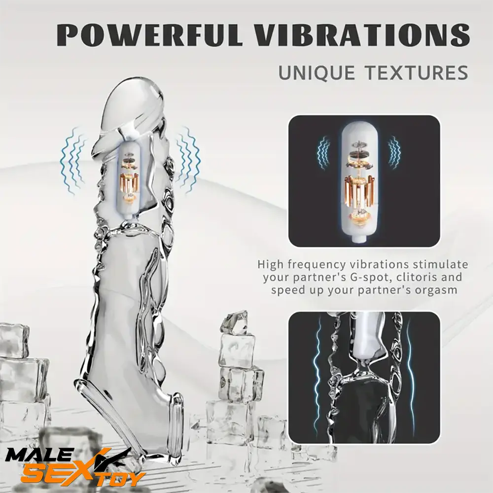 8.6in Vibrating Dildo Sleeve Silicone Soft Cock Enlargement Love Male Sex Toy