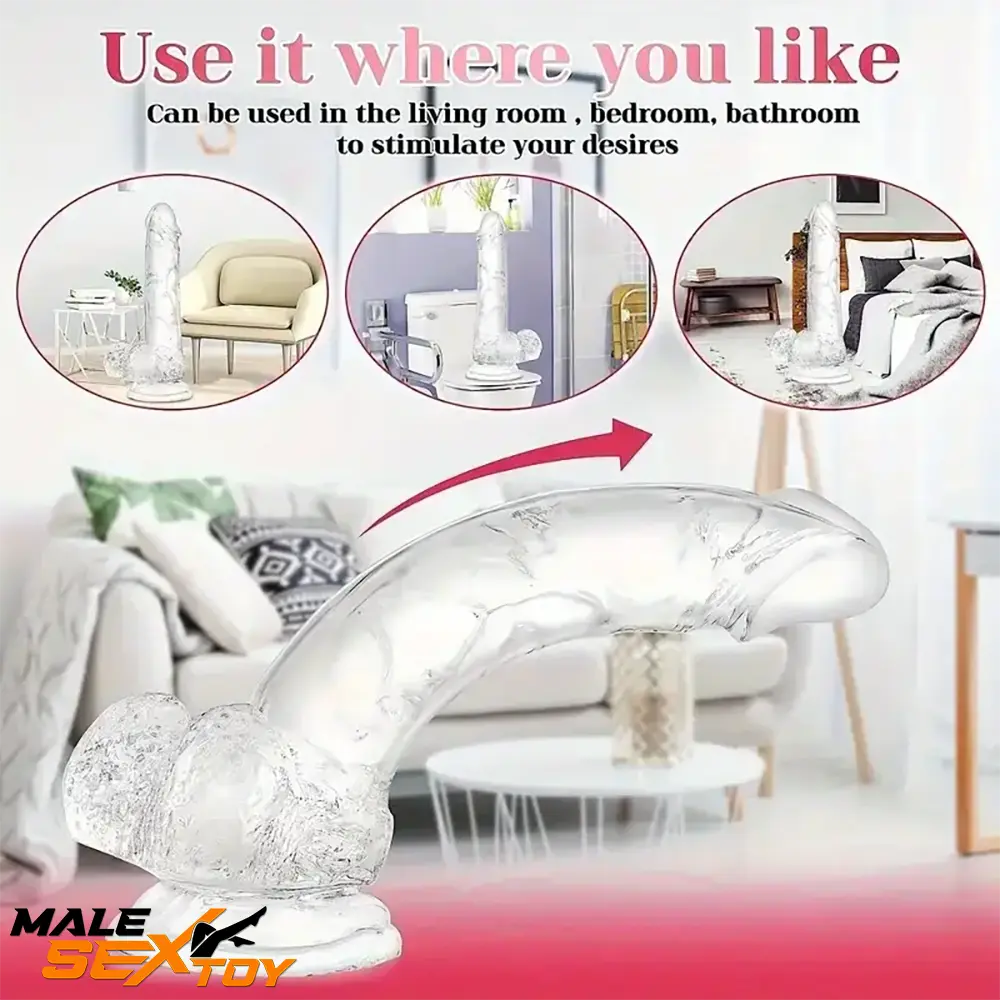 7.3in Clear Real Skin Like Dildo For Female Male Love Pleasure Toy Male Sex Toy