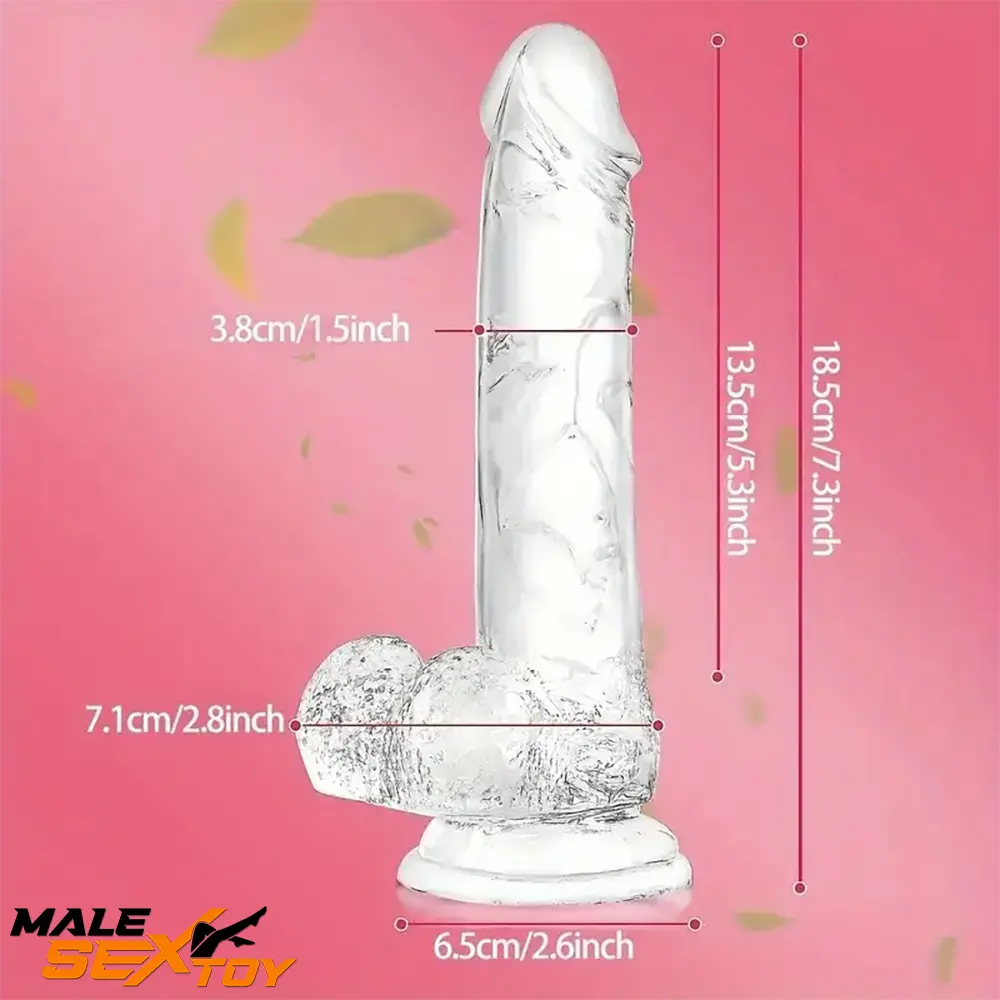 7.3in Clear Real Skin Like Dildo For Female Male Love Pleasure Toy Male Sex Toy