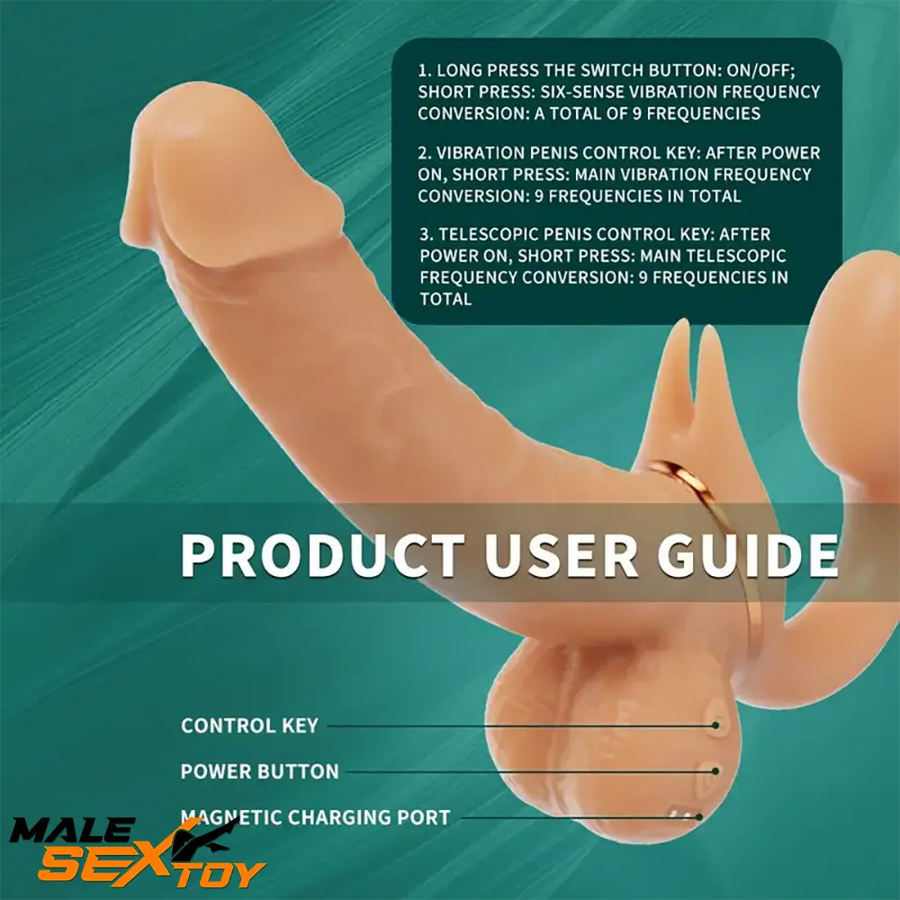 12.99in Dual Heads Silicone Soft Vibrating Thrusting Automatic Dildo Male Sex Toy