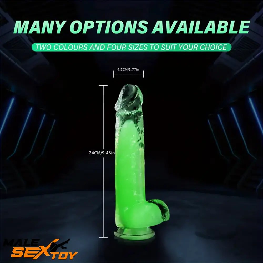 6.5in 7.3in 8.26in 9.44in Luminous Glowing TPE Soft Double-Layer Dildo Male Sex Toy